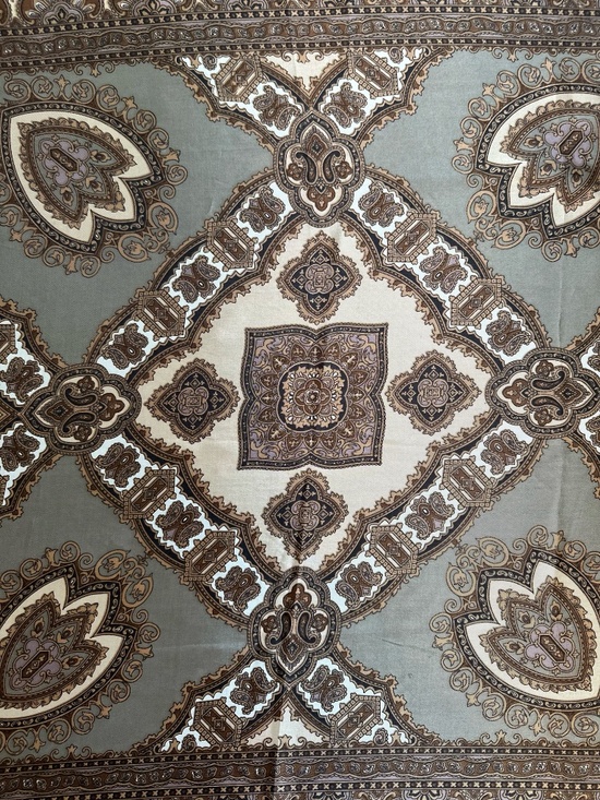 Vintage Brown Square Paisley Scarf - Picture 3 of 6